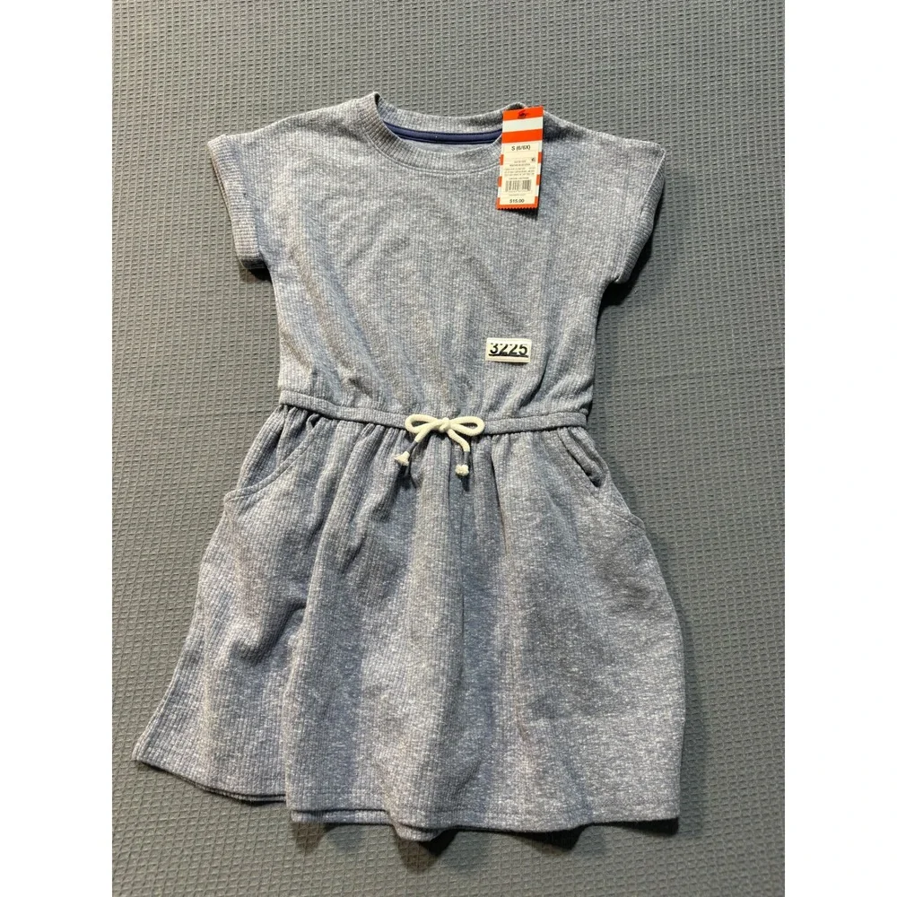 Cat & Jack Ribbed Knit Dress Girls Size S (6/6X) Heather Blue